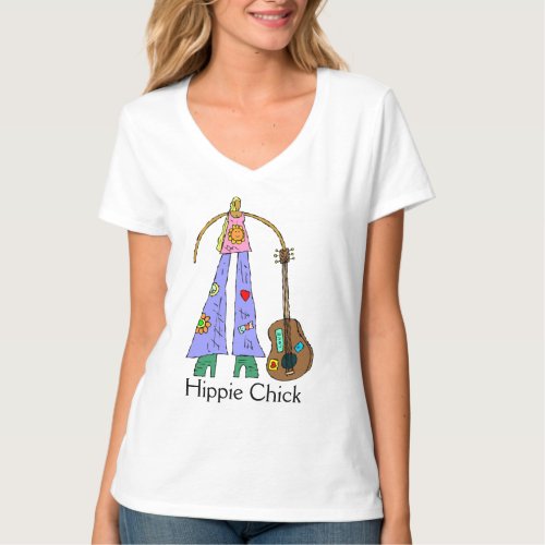 So Cute Hippie Chick Design T_shirt