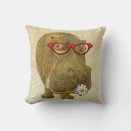 So Cute Hippopotamus Pillow Throw Pillow