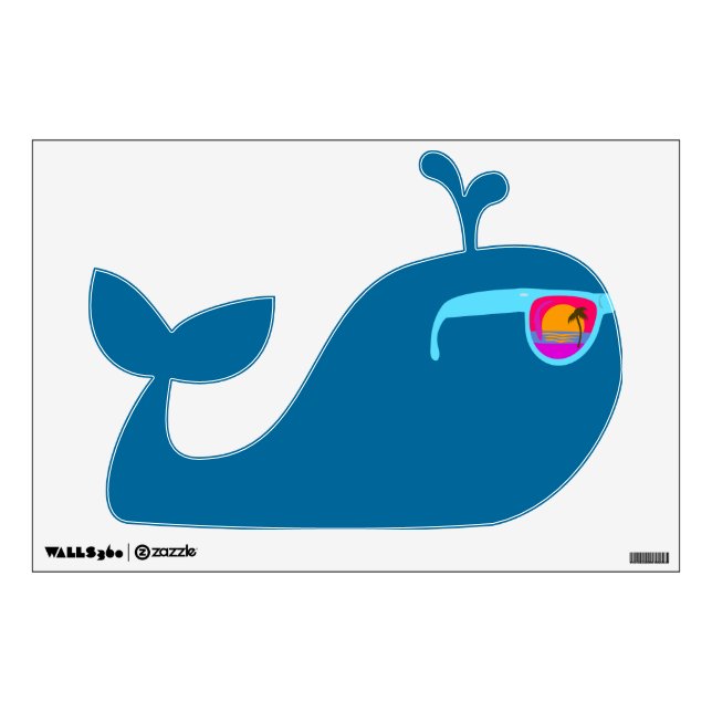 So Cute Hipster Whale in Sunglasses Wall Decal (Front)