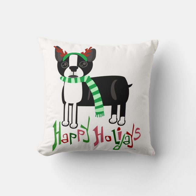 So Cute Holiday Dog Throw Pillow (Front)