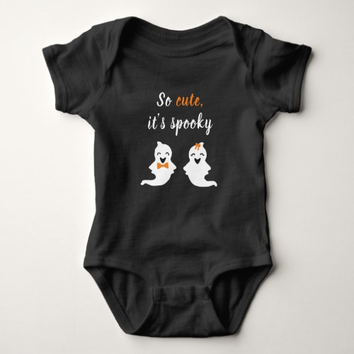 So Cute Its Spooky Happy Ghosts With Bows Orange Baby Bodysuit