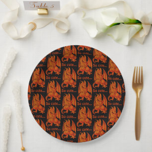 So Cute orange dragon Paper Plates