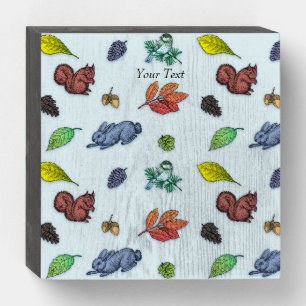 So Cute Woodland Animals Autumn Floral Wooden Box Sign