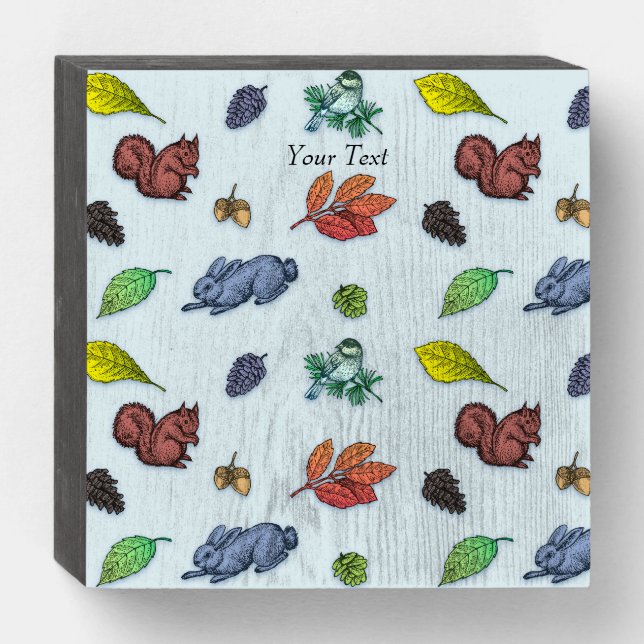 So Cute Woodland Animals Autumn Floral Wooden Box Sign (Front Horizontal)