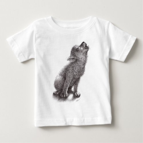 So Cute _ Young Howling Wolf Baby T_Shirt