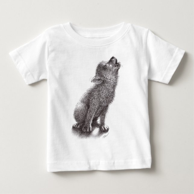 So Cute - Young Howling Wolf Baby T-Shirt (Front)