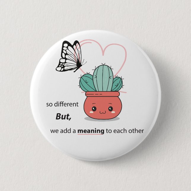 So Different , Perfect Together – Cute Love Couple Button (Front)