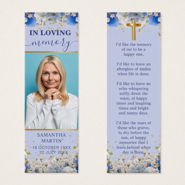 So Elegant Daisy Memorial Funeral Bookmark (Front & Back)