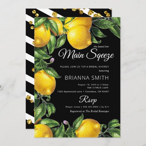 So Elegant Lemon Bridal Shower Invitation