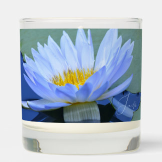 So Elegant! Pale Blue Water Lily Personalized Scented Candle