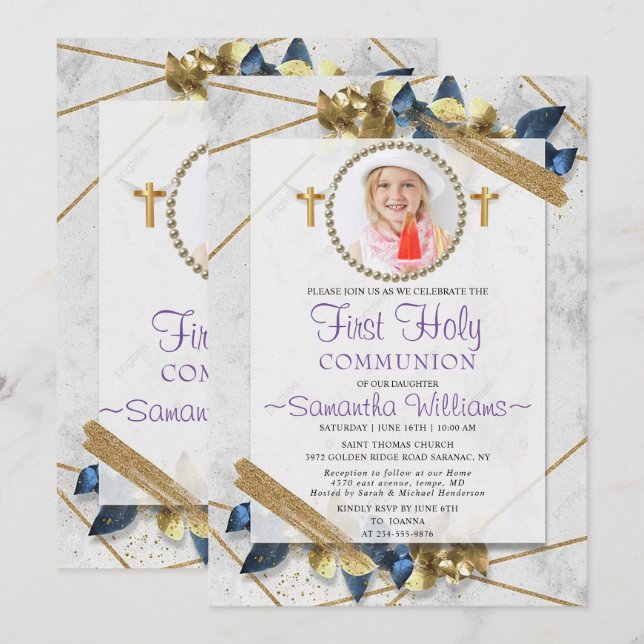 So Elegant Photo First Communion Invitation (Front/Back)