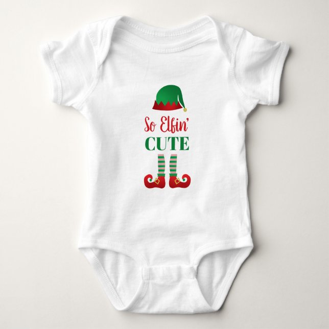 So Elfing Cute Funny Christmas Saying Baby Bodysuit (Front)