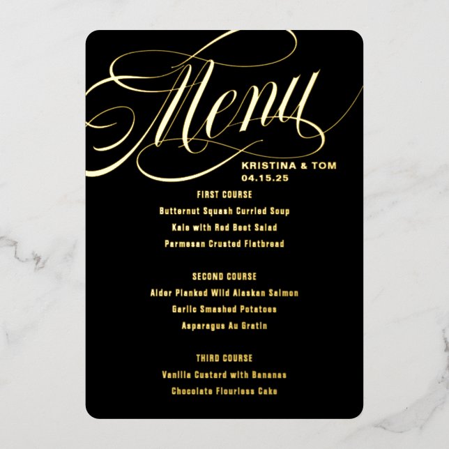 So Fancy Menu Real Foil Invitation (Front)