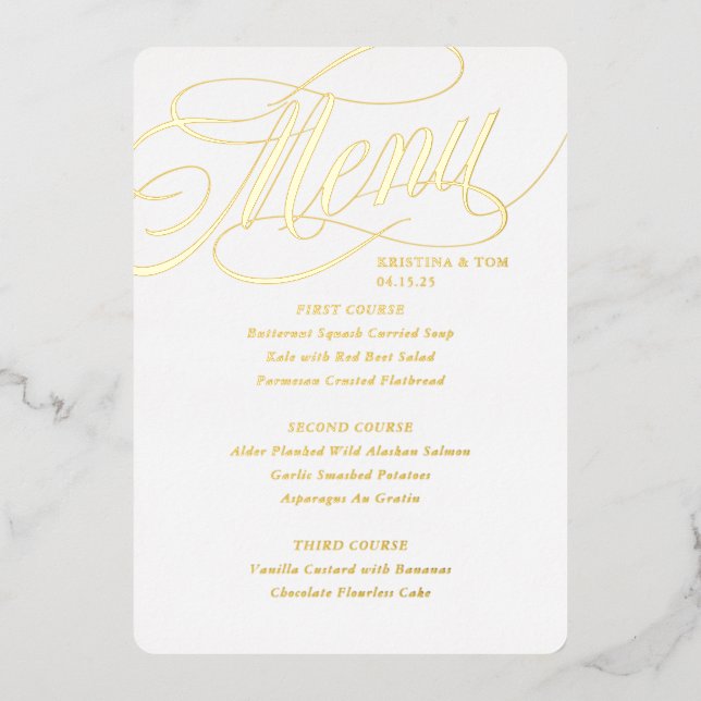 So Fancy Menu Real Foil Invitation (Front)