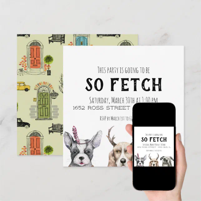 So Fetch Puppy Themed Party Invitation | Zazzle