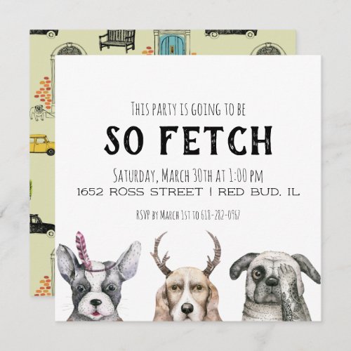 So Fetch Puppy Themed Party Invitation