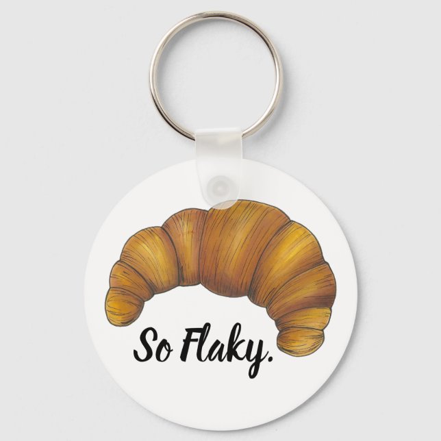 So Flaky Foodie Gift Buttery French Croissant Food Keychain (Front)