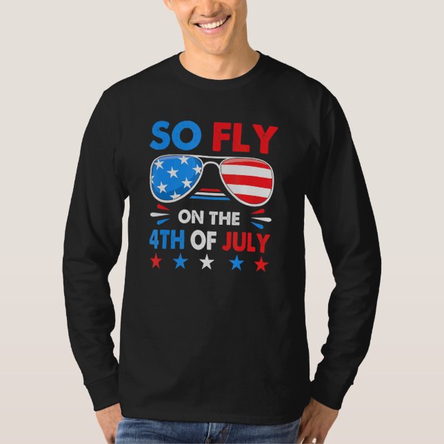 So Fly 4th Of July American Flag Sunglasses Boys K T-Shirt (Front)