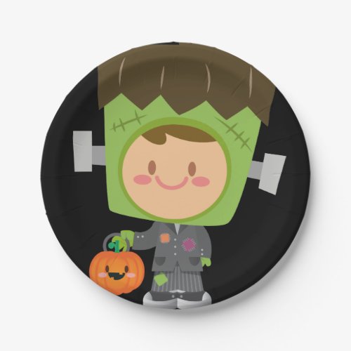 So Franken Cute Frankenstein Kids Halloween Paper Plates