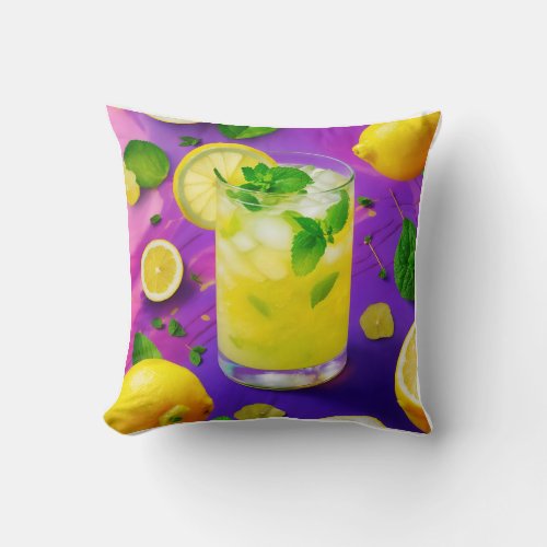 So Fun Drink Lemon Mocktail Throw Pillow