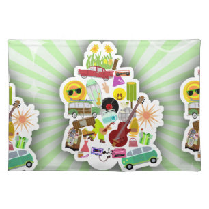 So Fun Retro Collage Too Cloth Placemat