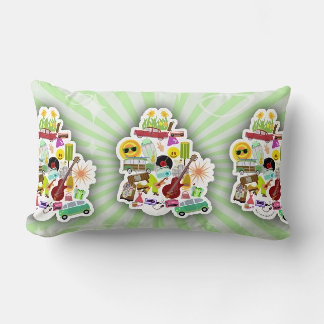 So Fun Retro Collage Too Lumbar Pillow (Front)