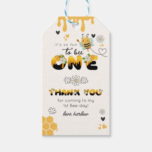 So fun to Bee One 1st Birthday Thank You Gift Tags