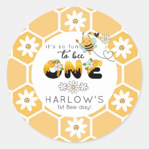 So fun to Bee One bumble bee 1st Birthday Classic Round Sticker