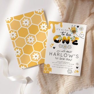 So fun to Bee One Bumble Bee 1st Birthday Invitation