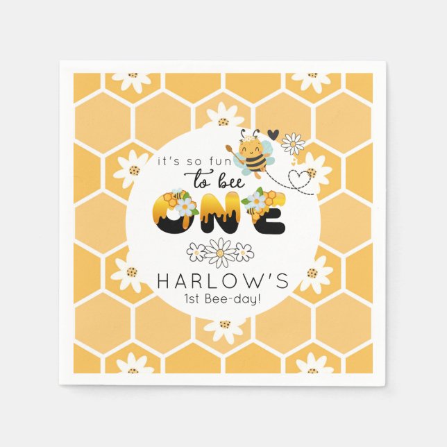 So fun to Bee One bumble bee 1st Birthday  Napkins (Front)