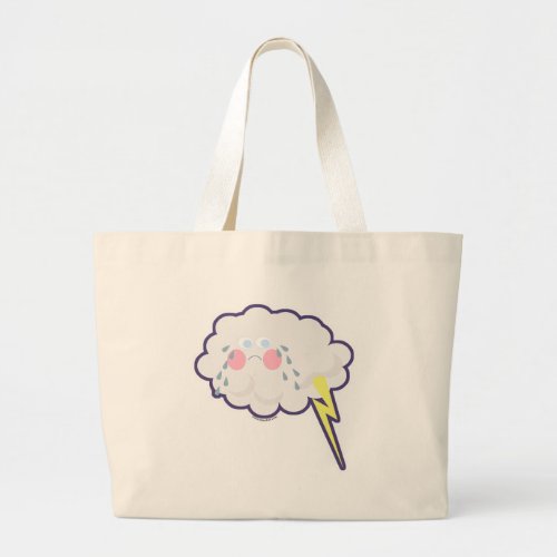 So Funny Emo Kawaii Lightning Cloud Large Tote Bag