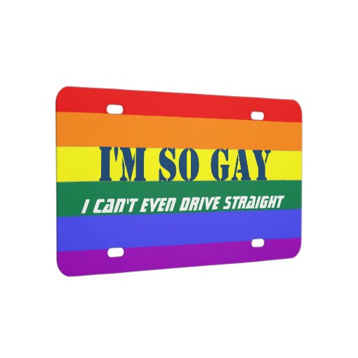 So Gay Cant Even Drive Straight Rainbow Flag License Plate Zazzle 6230