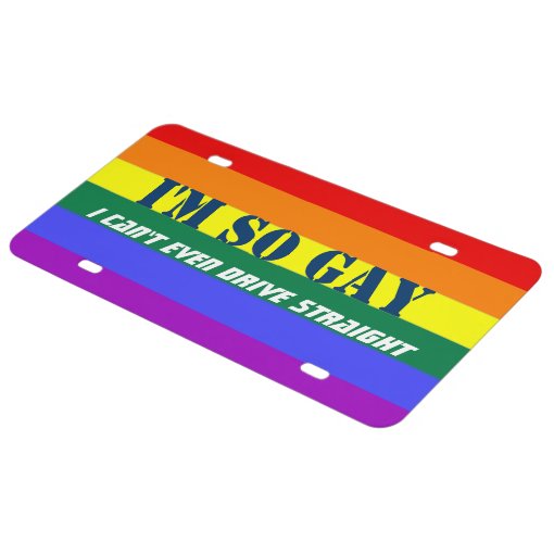 So Gay Cant Even Drive Straight Rainbow Flag License Plate Zazzle 9265
