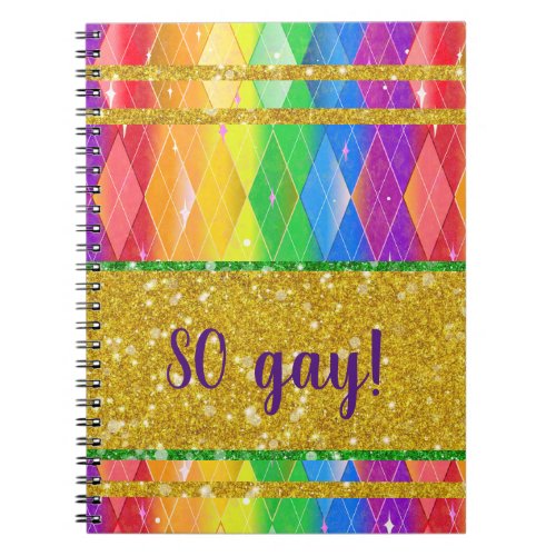 SO gay glitter rainbow gay pride argyle Notebook