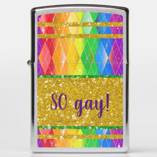 SO gay! glitter rainbow gay pride argyle Zippo Lighter