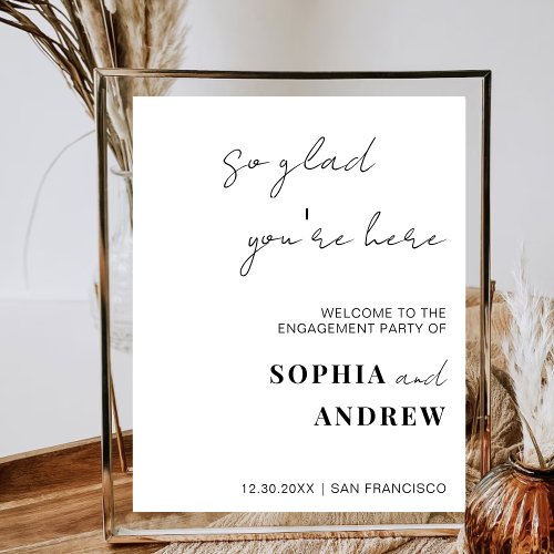 So Glad Youre Here Minimalist Wedding Welcome Poster