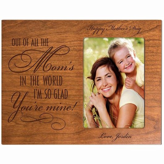 So Glad You're Mine Cherry Wood Picture Frame (Front View)