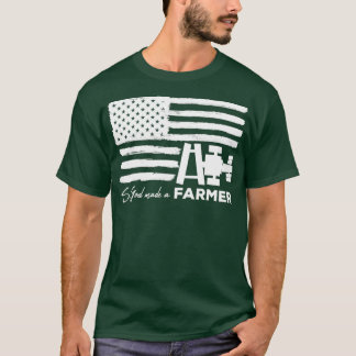 So God Made A Farmer American flag Tractor T-Shirt