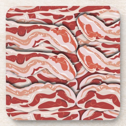 So Good Bacon Fun Meat Illustrated Pattern Coaster