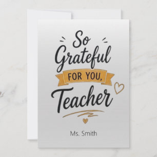 So Grateful for You Personalized Teacher Card