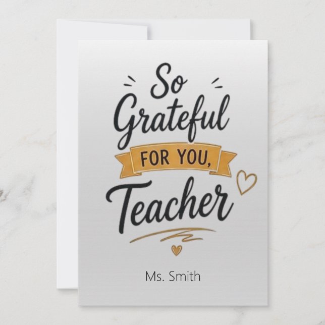 So Grateful for You Personalized Teacher  Card (Front)