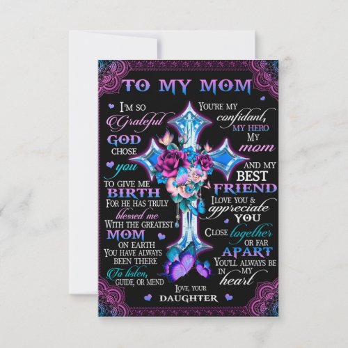 So Grateful God Chose You To Give Me Birth_To Mom  Thank You Card