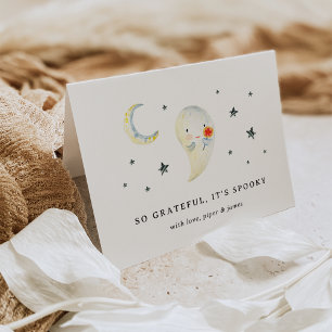 So Grateful, It's Spooky   Halloween Baby Shower Letterpress Thank You Card