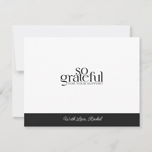 So Grateful Modern Appreciation Thank You note Card (Front)