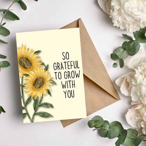 So Grateful to Grow with You Sunflower Holiday Card