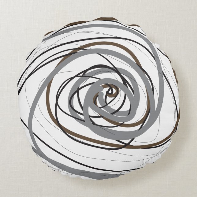 SO GRAY SPIRAL Round Throw Pillow (Back)