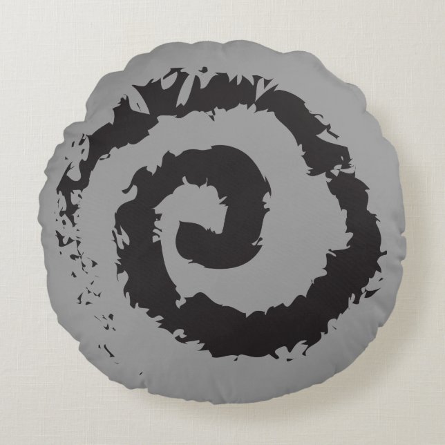 SO GRAY SPIRAL Round Throw Pillow (Front)