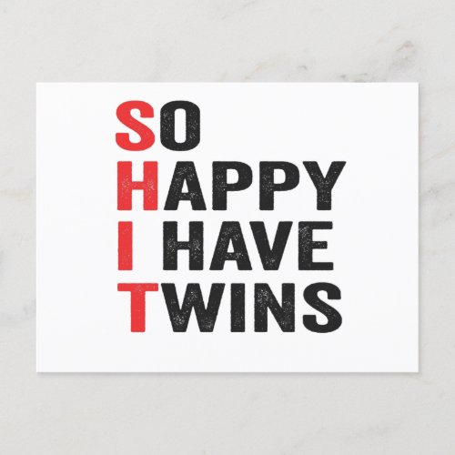 So Happy I Have Twins Funny Family Quote Gift Announcement Postcard