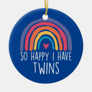 So Happy I Have Twins Raibow Parent Mom Dad Ceramic Ornament