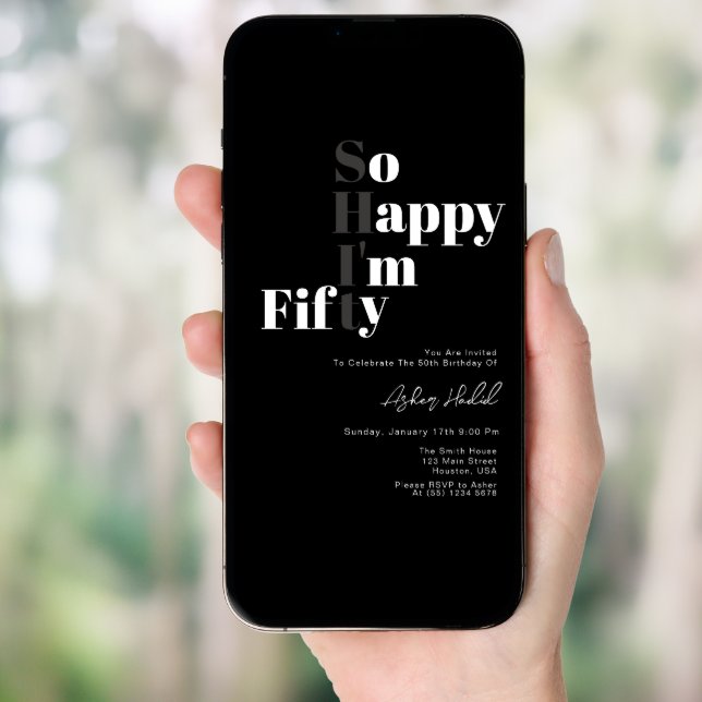 So Happy I'm FIFTY 50th Birthday Party  Invitation (Front Digital)